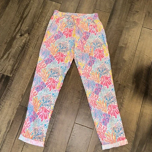 ✨NWT✨ Lilly Pulitzer 31" Taron Mid-Rise Linen Pant - Multi Splashdance Size XS - Picture 1 of 9